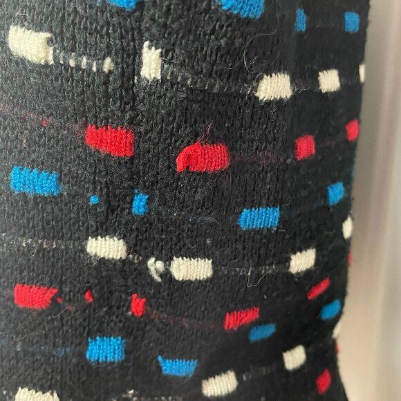 Vintage Sweater Size Petite Medium MP Black White Knit Retro Print 80s Pullover - Picture 8 of 15